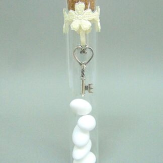 Μπομπονιέρα γάμου γυάλινος σωλήνας με διακοσμητικό κλειδί